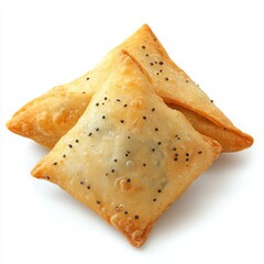 Indian snack food. Onion samosa isolated on a white background