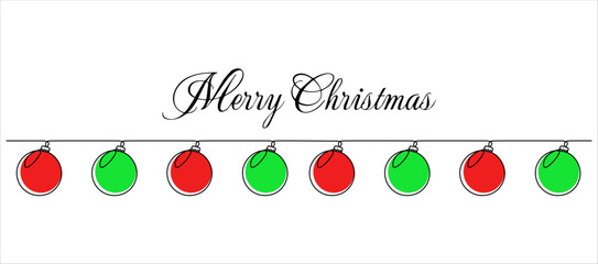 One Continuous line drawing of Christmas ball. Festive christmas tree garland with bauble with ribbon in simple linear style. Editable stroke. Doodle oneline vector illustration