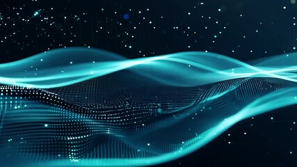 Wall Mural - dots glowing background waving motion cyber conceptbeautiful digital wave technology texture defocus
