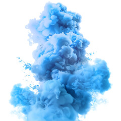 Wall Mural - abstract blue cloud of smoke or ink on a black background.
