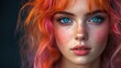 © Ariep - Close-up Portrait of a Young Woman with Pink and Orange Hair