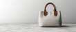 © Ngoc - White Leather Tote Bag with Brown Handles.