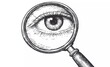 © munja02 - Magnifying glass with an eye inside, vector engraving vintage illustration on a white background