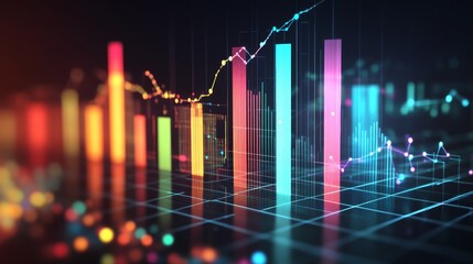 Leinwandbilder - Colorful Data Visualization with Bar Graph and Lines