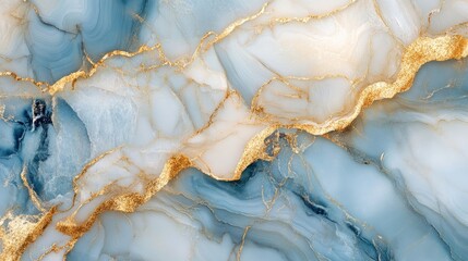 Wall Mural - Luxurious marble texture in shades of sea wave blue and gold creates an abstract artwork. Perfect for backgrounds, this marble texture offers artistic elegance with copy space.