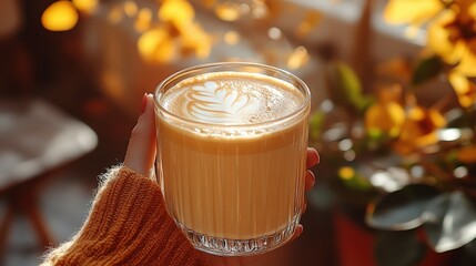 Adult Hand Holding Iced Coffee in Warm Light