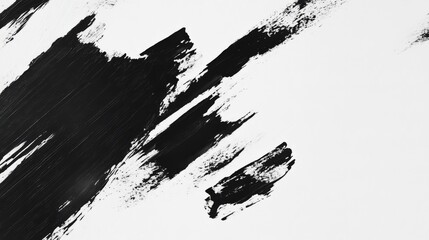 Poster - Abstract Black Brush Strokes on White Background