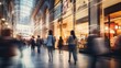 © Maksym - Busy shopping district with dynamic movement and bright storefronts during twilight hours