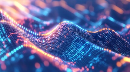 Binary code and AI algorithms run in the background of an abstract digital background. Generative AI. By visoot