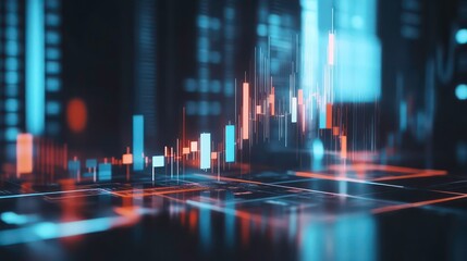 Poster - Abstract digital representation of a stock market chart with fluctuating values.