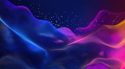 Abstract digital wave with glowing particles