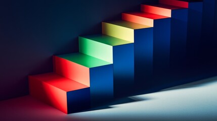 Aufkleber - Colorful Geometric Steps in Dark Environment