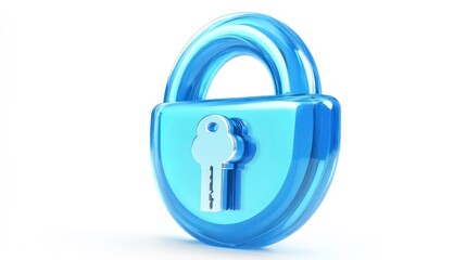 Leinwandbilder - In an unlocked 3D icon isolated on white background, there is a blue secure safety lock password bubble message security symbol or a secret privacy access protection sign and a private open key safe