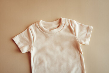 Cute Blank white newborn baby cotton t-shirt mockup template.Little boy girl child tee shirt mock-up