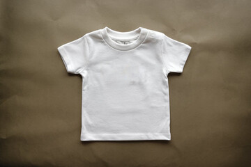 Cute Blank white newborn baby cotton t-shirt mockup template.Little boy girl child tee shirt mock-up