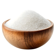 wooden bowl with white sugar isolated on transparent background Generative Ai.