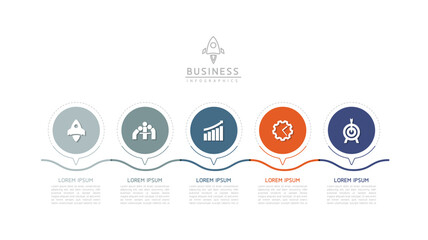 Wall Mural - vector infographic business presentation template with circular interconnection with 5 options.