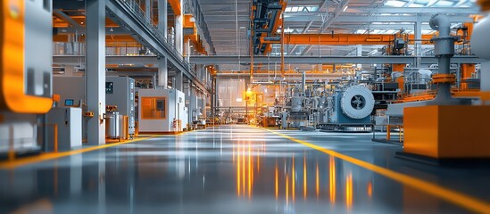 Wall Mural - manufacturing plant virtual replication through advanced digital twin technology.