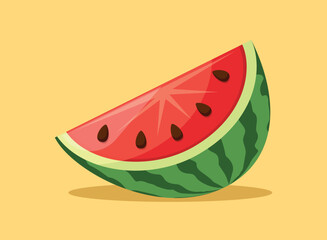 Watermelon icon in flat style. Fresh sweet and healthy fruit vector illustration on isolated background. Summer food sign business concept.