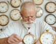 © Ryzhkov - Focused Elderly Craftsman Polishing Brass Clock in Antique Shop with Vintage Timepieces