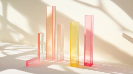 Fototapete - Colorful transparent bars representing data growth