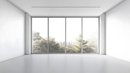 Modern and minimal house window for interior decoration isolated on background, open office glass window frame