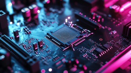 Leinwandbilder - Close-up of a circuit board showcasing intricate electronic components and connections.