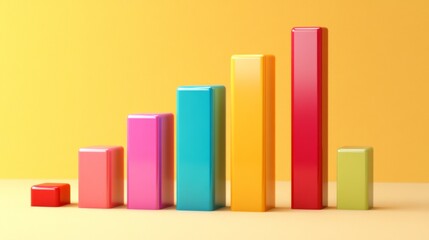 Leinwandbilder - Colorful Bar Graph on Yellow Background