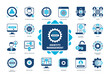 © Genestro - Identity Management icon set. Permission, Roles, Delegation, Authorization, Authentication, Identify, Access, Technology. Duotone color solid icons