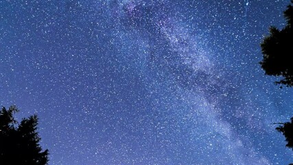 Wall Mural - majestic milky way galaxy shines bright with meteors and shooting stars. time lapse video.