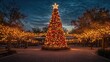 © Lubos Chlubny - Christmas tree illuminating town square at dusk, creating festive atmosphere