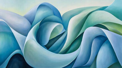 Poster - Serene Abstract Waves in Cool Tones