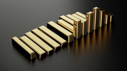 Fototapete - Golden Bars Arrangement on Dark Background