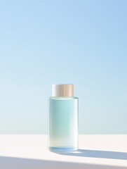 Aufkleber - Futuristic Gender-Neutral Skincare Bottle in Minimalistic Chrome on Y2K Aesthetic Background