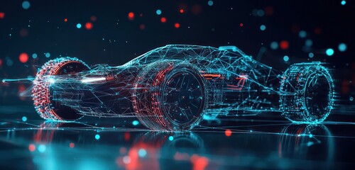 Wall Mural - cosmic-design visualization of an autonomous vehicle using points and lines.