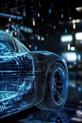 Wall Mural - futuristic automotive design concepts shown in high-definition wireframe ar.