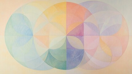 Aufkleber - Soft Pastel Abstract Circles in Harmonious Composition