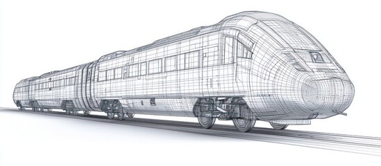 Wall Mural - mesh wireframe presentation of an aerodynamically optimized high-speed train.