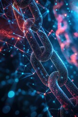 Wall Mural - blockchain represented as a robust network of secure data connections.