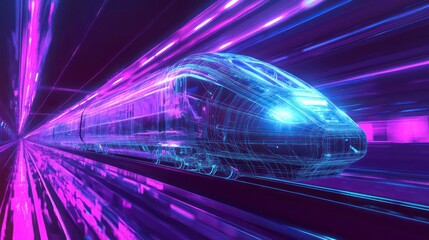 Aufkleber - A futuristic, glowing train depicted in a vibrant, high-tech style, suggesting speed and innovation.