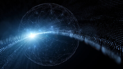 Wall Mural - 3d digital cyber space sphere illustration.