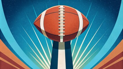 American football super bowl poster concept with dynamic ball throw elements