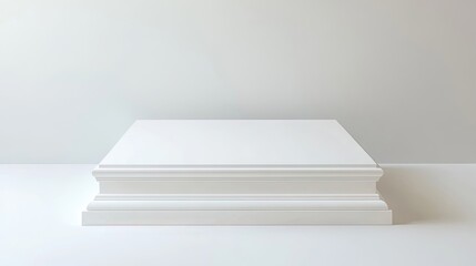 Wall Mural - White wooden display pedestal on a white background, perfect for product showcases. This high-quality photo of a display pedestal emphasizes versatility and elegance with ample copy space.