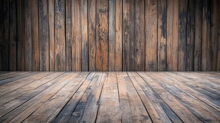 Sticker - Rustic shabby wooden boards texture creates an ancient feel, reminiscent of vintage barn aesthetics. Ideal for projects needing a wooden floor wall backdrop with ample copy space.