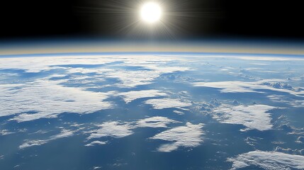 Wall Mural - earth from space with sun light gradient background with room for typography