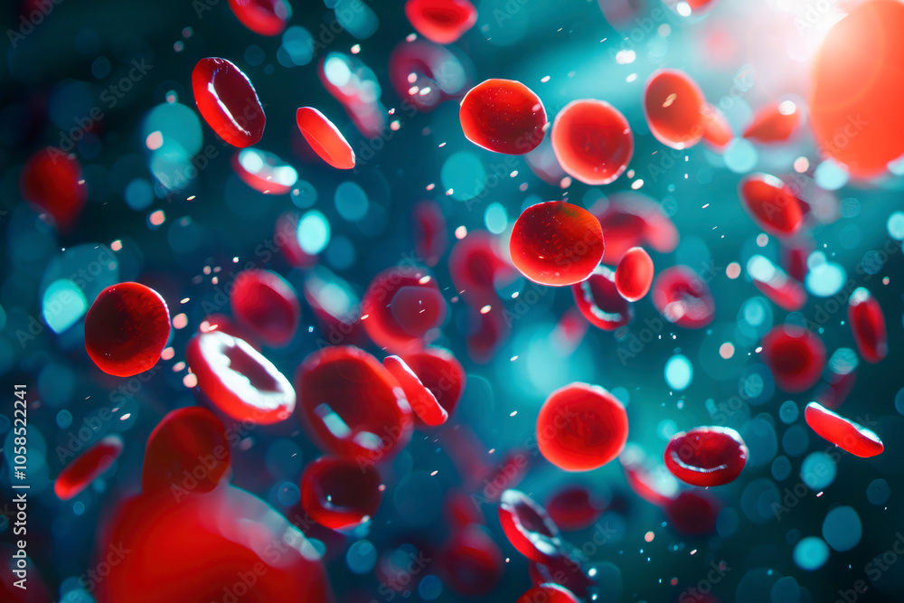 Human red blood cells, red small elastic cells of discoid biconcave ...
