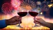 © Daniel - Hands of two People tasting with glasses of champagne on New years Eve, outside on a terrace