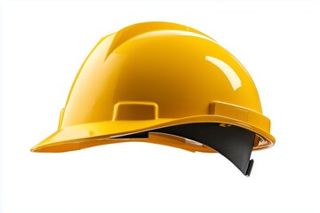 Yellow construction helmet on white background