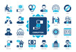 © Genestro - Corruption icon set. Bribery, Extortion, Dishonesty, Fraud, Money, Prison, Authority, Government. Duotone color solid icons