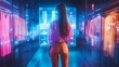 © pongtap - Exploring the future of fashion in a neon-illuminated retail space